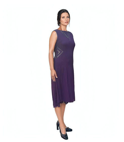 Illusion V Neck Crinkle Dress - DR725